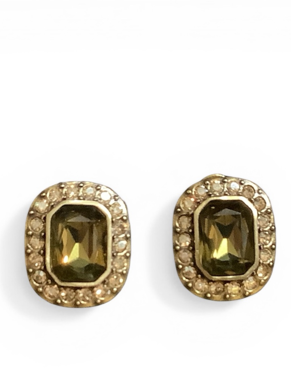 Heidi Daus gold & bronze crystal rectangular earrings. NWOT